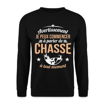 Parler De Chasse à Tout Moment Cadeau Chasseur - Sweat-shirt Unisexe - noir - Devant - Alina (178cm) & Michal (187cm)