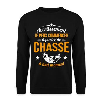 Parler De Chasse à Tout Moment Cadeau Chasseur - Sweat-shirt Unisexe - noir - Devant - Alina (178cm) & Michal (187cm)