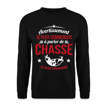 Parler De Chasse à Tout Moment Cadeau Chasseur - Sweat-shirt Unisexe - noir - Devant - Alina (178cm) & Michal (187cm)