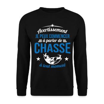 Parler De Chasse à Tout Moment Cadeau Chasseur - Sweat-shirt Unisexe - noir - Devant - Alina (178cm) & Michal (187cm)