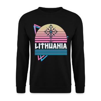 Litauen Nordische Mythologie Retro - Unisex Pullover - Schwarz - Vorne - Alina (178cm) & Michal (187cm)
