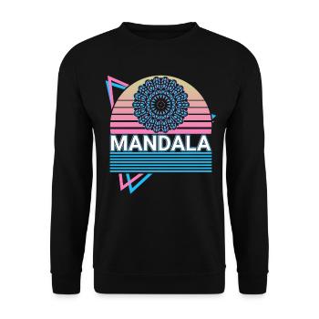Mandala Heilige Geometrie Prana - Unisex Pullover - Schwarz - Vorne - Alina (178cm) & Michal (187cm)