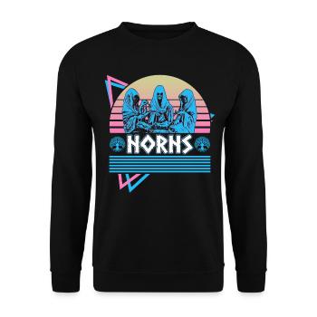 Nornen Nordische Mythologie Retro - Unisex Pullover - Schwarz - Vorne - Alina (178cm) & Michal (187cm)