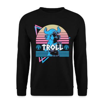 Troll Nordische Mythologie Nordischer Troll Nordis - Unisex Pullover - Schwarz - Vorne - Alina (178cm) & Michal (187cm)