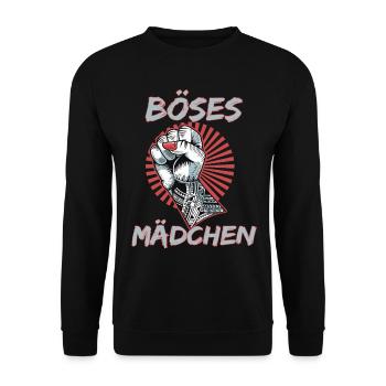 Böses Mädchen für eine Feministin und - Unisex Pullover - Schwarz - Vorne - Alina (178cm) & Michal (187cm)