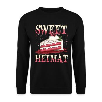 Sweet Heimat für Kuchen Torten Liebhaber - Unisex Pullover - Schwarz - Vorne - Alina (178cm) & Michal (187cm)