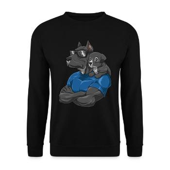 Starker Hund mit Hunde Kind für einen Hunde - Unisex Pullover - Schwarz - Vorne - Alina (178cm) & Michal (187cm)