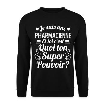 Je suis une pharmacienne c'est mon super pouvoir - Sweat-shirt Unisexe - noir - Devant - Alina (178cm) & Michal (187cm)