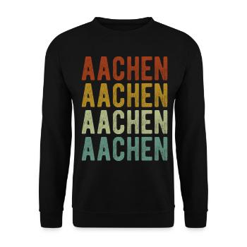 Aachen Stadt Retro Vintage - Unisex Pullover - Schwarz - Vorne - Alina (178cm) & Michal (187cm)