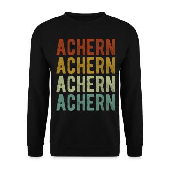 Achern Stadt Retro Vintage - Unisex Pullover - Schwarz - Vorne - Alina (178cm) & Michal (187cm)