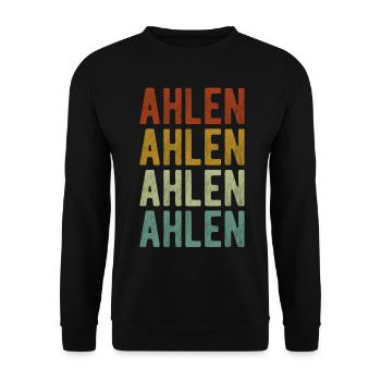 Ahlen Stadt Retro Vintage - Unisex Pullover - Schwarz - Vorne - Alina (178cm) & Michal (187cm)