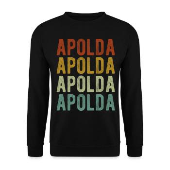 Apolda Stadt Retro Vintage - Unisex Pullover - Schwarz - Vorne - Alina (178cm) & Michal (187cm)