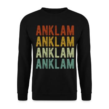 Anklam Stadt Retro Vintage - Unisex Pullover - Schwarz - Vorne - Alina (178cm) & Michal (187cm)