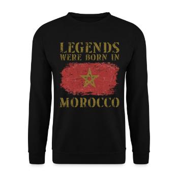 Vintage Design Marokkanische Flagge Marokko - Unisex Pullover - Schwarz - Vorne - Alina (178cm) & Michal (187cm)