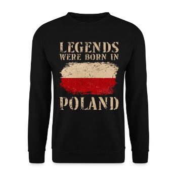 Vintage Design Polish Flag Poland - Unisex Sweatshirt - black - Front - Alina (178cm) & Michal (187cm)