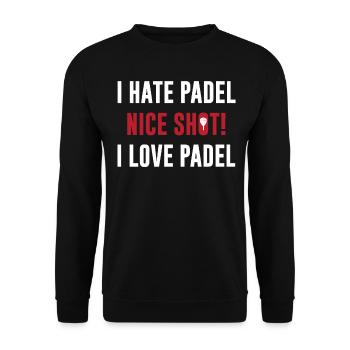 I hasse Padel Guter Schlag Ich Liebe Padel für - Unisex Pullover - Schwarz - Vorne - Alina (178cm) & Michal (187cm)