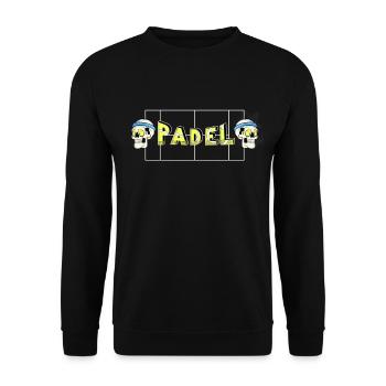 Padel Totenkopf mit Tennisbällen für Padel Fans - Unisex Pullover - Schwarz - Vorne - Alina (178cm) & Michal (187cm)