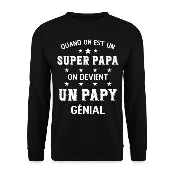 Un Super Papa On Devient Un Papy Génial - Sweat-shirt Unisexe - noir - Devant - Alina (178cm) & Michal (187cm)