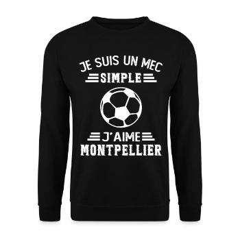 je suis un mec simple j aime Montpellier - Sweat-shirt Unisexe - noir - Devant - Alina (178cm) & Michal (187cm)