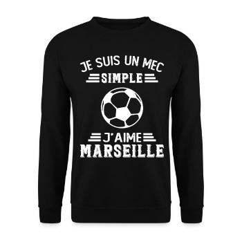 je suis un mec simple j'aime Marseille - Sweat-shirt Unisexe - noir - Devant - Alina (178cm) & Michal (187cm)