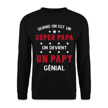 Un Super Papa On Devient Un Papy Génial - Sweat-shirt Unisexe - noir - Devant - Alina (178cm) & Michal (187cm)