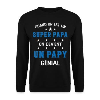 Un Super Papa On Devient Un Papy Génial - Sweat-shirt Unisexe - noir - Devant - Alina (178cm) & Michal (187cm)