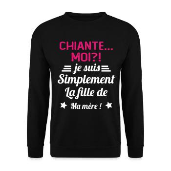 Chiante moi je suis simplement la fille de ma mère - Sweat-shirt Unisexe - noir - Devant - Alina (178cm) & Michal (187cm)