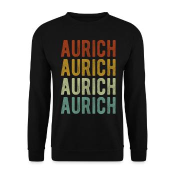 Aurich City Retro Vintage - Unisex Sweatshirt - black - Front - Alina (178cm) & Michal (187cm)