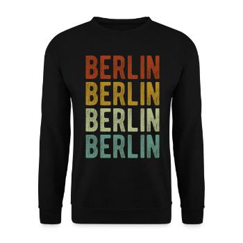 Berlin City Retro Vintage - Unisex Sweatshirt - black - Front - Alina (178cm) & Michal (187cm)