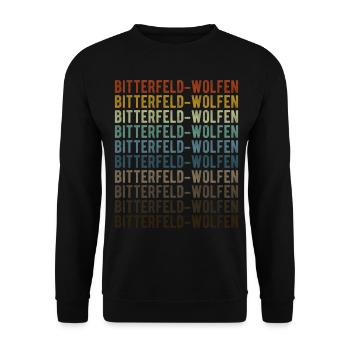 Bitterfeld-Wolfen Stadt Retro Vintage - Unisex Pullover - Schwarz - Vorne - Alina (178cm) & Michal (187cm)
