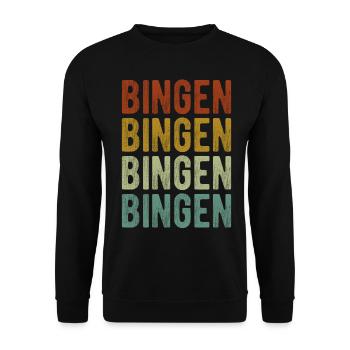 Bingen Stadt Retro Vintage - Unisex Pullover - Schwarz - Vorne - Alina (178cm) & Michal (187cm)