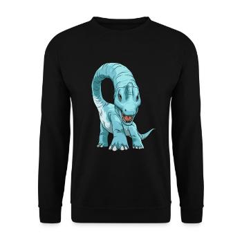 Brachiosaurus Dinosaurier Face to Face - Unisex Pullover - Schwarz - Vorne - Alina (178cm) & Michal (187cm)