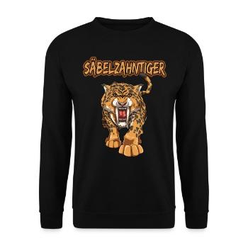 Säbelzahntiger Geschenke Raubkatze Steinzeit für - Unisex Pullover - Schwarz - Vorne - Alina (178cm) & Michal (187cm)
