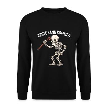 Rente kann kommen - Unisex Pullover - Schwarz - Vorne - Alina (178cm) & Michal (187cm)