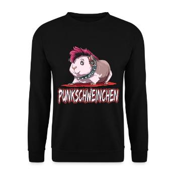 Punkschweinchen Meerschweinchen Punk - Unisex Pullover - Schwarz - Vorne - Alina (178cm) & Michal (187cm)