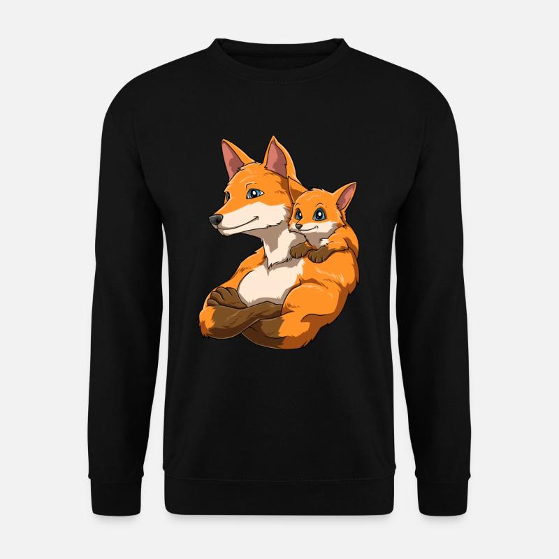 Starker Fuchs mit Fuchs Kind für einen Fuchs - Unisex Pullover - Schwarz