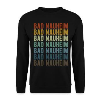Bad Nauheim Stadt Retro Vintage - Unisex Pullover - Schwarz - Vorne - Alina (178cm) & Michal (187cm)