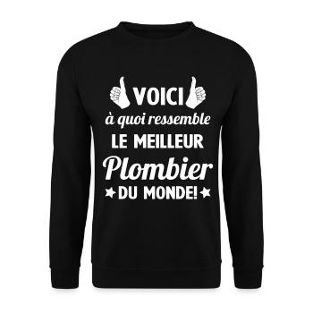 Le Meilleur Plombier du Monde Cadeau Plombier - Sweat-shirt Unisexe - noir - Devant - Alina (178cm) & Michal (187cm)