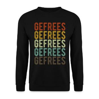 Gefrees Stadt Retro Vintage - Unisex Sweatshirt - black - Front - Alina (178cm) & Michal (187cm)