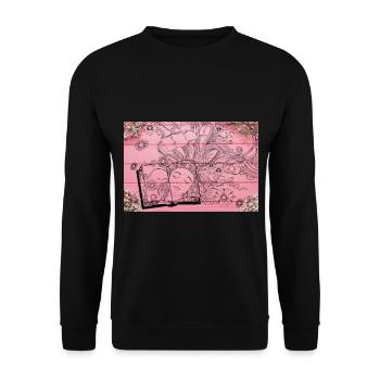 Blumen aus Büchern, die Bücher lesen, Blumen und Bücher - Unisex Pullover - Schwarz - Vorne - Alina (178cm) & Michal (187cm)