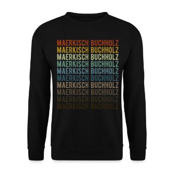 Maerkisch Buchholz Stadt Retro Vintage - Unisex Pullover - Schwarz - Vorne - Alina (178cm) & Michal (187cm)