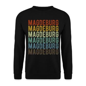 Magdeburg Stadt Retro Vintage - Unisex Pullover - Schwarz - Vorne - Alina (178cm) & Michal (187cm)