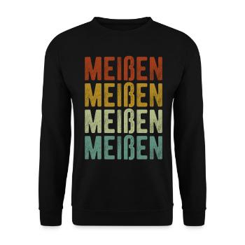 Meißen Stadt Retro Vintage - Unisex Pullover - Schwarz - Vorne - Alina (178cm) & Michal (187cm)