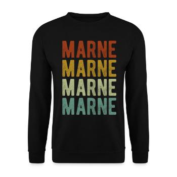 Marne Stadt Retro Vintage - Unisex Pullover - Schwarz - Vorne - Alina (178cm) & Michal (187cm)