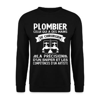 Homme Cadeau drôle plombiers Humour - Sweat-shirt Unisexe - noir - Devant - Alina (178cm) & Michal (187cm)
