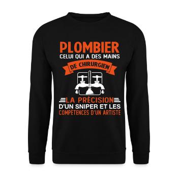 Homme Cadeau drôle plombiers Humour - Sweat-shirt Unisexe - noir - Devant - Alina (178cm) & Michal (187cm)