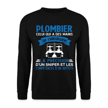 Homme Cadeau drôle plombiers Humour - Sweat-shirt Unisexe - noir - Devant - Alina (178cm) & Michal (187cm)
