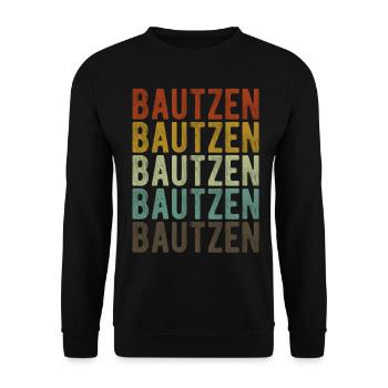 Bautzen Stadt Retro Vintage - Unisex Pullover - Schwarz - Vorne - Alina (178cm) & Michal (187cm)