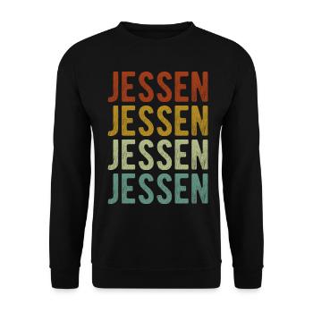 Jessen Stadt Retro Vintage - Unisex Pullover - Schwarz - Vorne - Alina (178cm) & Michal (187cm)