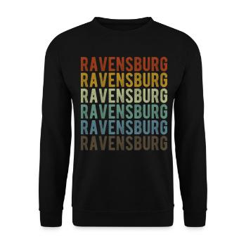 Ravensburg City Retro Vintage - Unisex Sweatshirt - black - Front - Alina (178cm) & Michal (187cm)